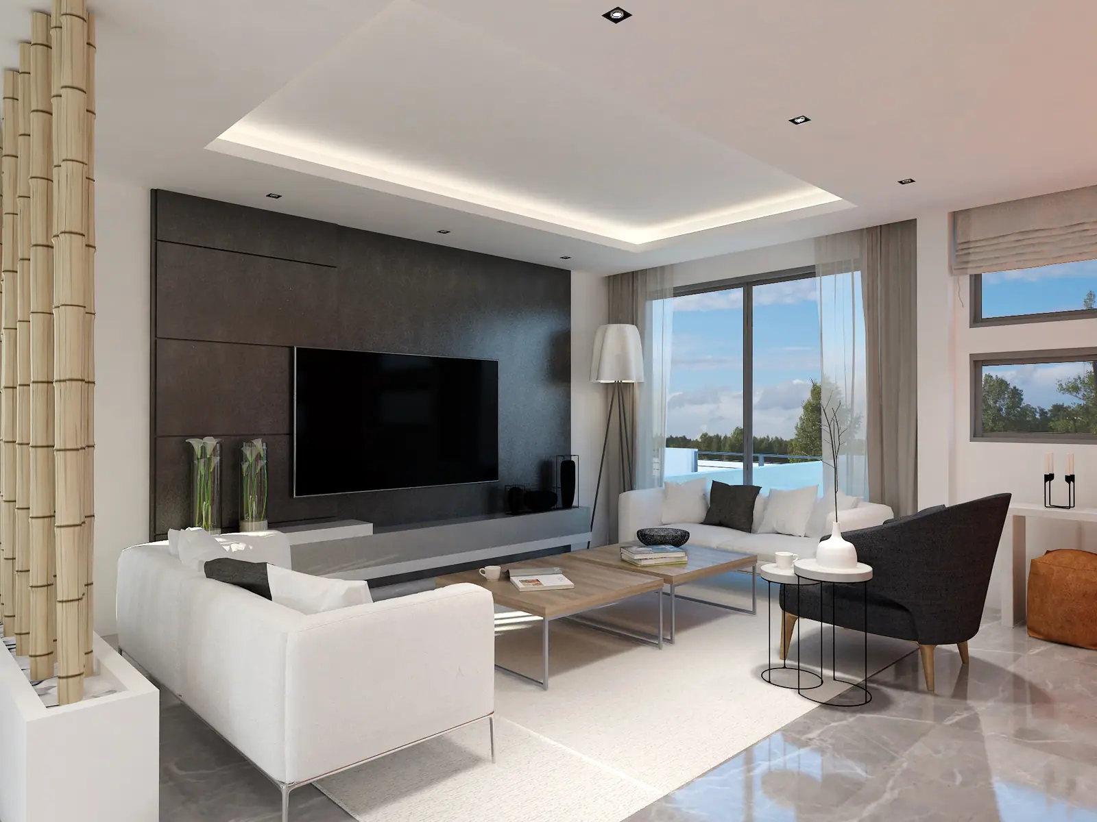 Living room opening onto the terrace