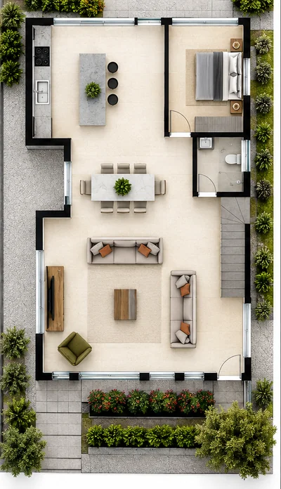 Villa B1, ground floor plan