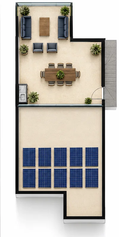 Villa B1, roof garden plan