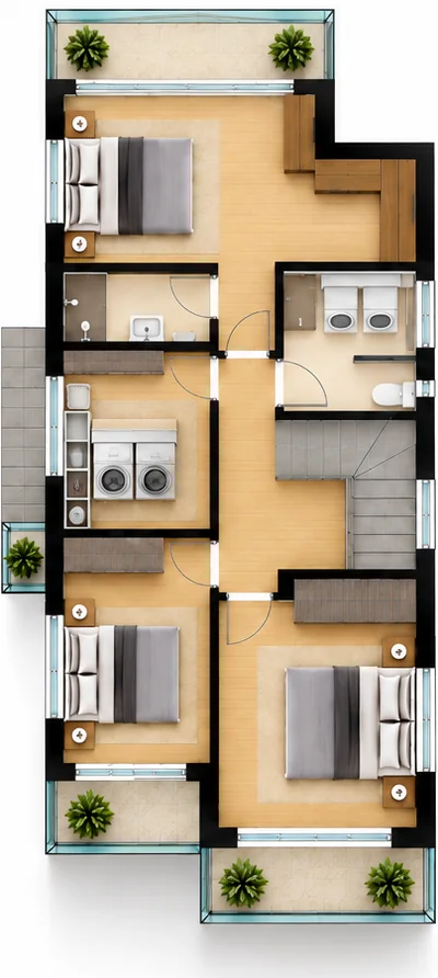 Villa B2, first floor plan