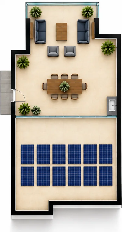 Villa B2, roof garden plan